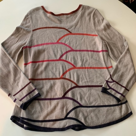 Nic Zoe Knit Top XL Brown Striped Sleeves - Picture 4 of 4